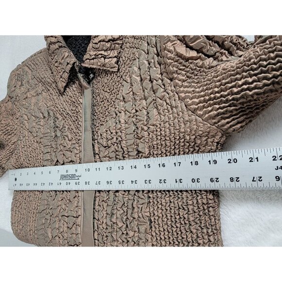 UBU Womens Textured Crinkle Jacket Medium Brown Polyester Zip-Up Lightweight - Picture 6 of 7